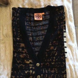 Tory Burch animal pattern and stripe cardigan
